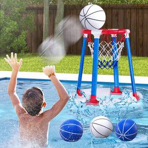 lot 16031 image: HYES Pool Basketball Hoop Poolside, Floating Pool Toys with 4 Basketballs4 Water BalloonsPump, Swimming Pool Games for Kids & Adults Indoor Outdoor Play, Red