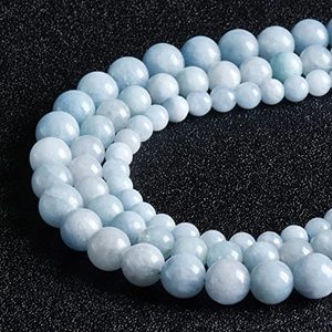 lot 16034 image: 45pcs 8mm Natural Gemstone Beads Aquamarine Beads Round Loose Beads for Jewelry Making with Crystal Stretch Cord
