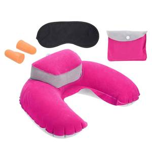 lot 16042 image: PATIKIL Travel Neck Pillow, U Shaped Pillow Portable Travel Neck Flight Pillow Includes Storage Pouch Eye Masking Earplugs for Airplane Office, Pink