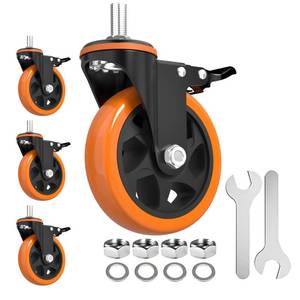 lot 16048 image: Caster Wheels Heavy Duty 5 Inch Stem Caster 2400Lbs, Threaded Stem Casters 12-13 x 1(Stem Diameter 12, Stem Length 1), Safety Locking Caster Set of 4, Industrial Castor Wheels for Cart,Furniture