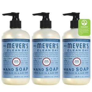 lot 16052 image: MRS. MEYERS CLEAN DAY Hand Soap, Made with Essential Oils, Biodegradable Formula, Rain Water, 12.5 fl. oz - Pack of 3