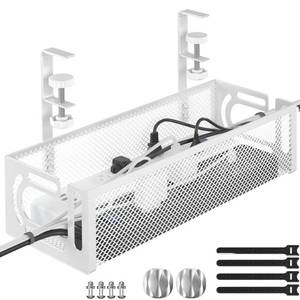 lot 16053 image: Cable Management Under Desk, Under Desk Cable Management Tray, desk Cable Organizer, Cable Management Box, Cord Organizer for Desk, Under Desk Storage for Office, Home - No Drill to Desk Cable Raceway