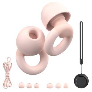 lot 16064 image: Soft Silicone Earplugs for Sleeping & Noise Reduction - 7 Pairs Ear Tips & One Connection Cord - Reusable Earplugs for Concert, Work & Sound Reduction 25dB-30db