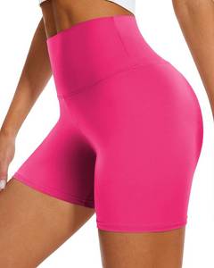 lot 16068 image: DHSO High Waisted Biker Shorts for Women-5 Tummy Control Fitness Athletic Workout Running Yoga Gym Shorts(Rose Red,Small-Medium)