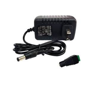 lot 16079 image: 12 Volt 2A Power Adapter Supply, AC 100-240V to DC 12 V Power Supply Transformer Charger Wall Plug for DC12V Light Security CCTV Camera, Black, 8x5x3.3 cm