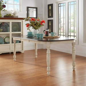 lot 10 image: Weston Home Two Tone Dining Table Antique White & Warm Cherry - Retail $536