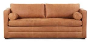 lot 14 image: Bismarck 82 Full-Grain Genuine Italian Leather Sleeper Sofa Upholstery Color Cognac Tan- Retail$3,199