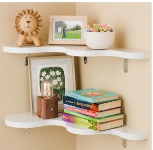 lot 1750 image: Floating Shelves Model FS338 Wall Mount Display Shelf Set