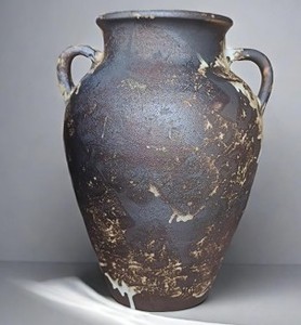 lot 1755 image: Antique Clay Amphora with Double Handles