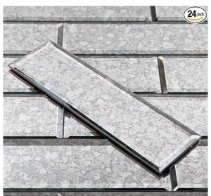 lot 1769 image: Diflart Peel and Stick Mirror Backsplash Tiles, Antique, 3 x10 Inch, Beveled Mirror Subway Tile for Kitchen Bathroom Wall, Pakc of 24 Pieces