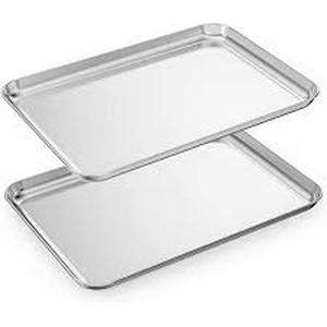 lot 9396 image: A 2 Pack Of Stainless Steel Baking Sheets, 16 12In X 12 12In