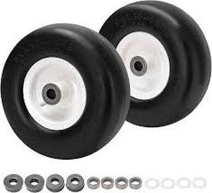 lot 11485 image: 9x3.50-4 NHS Flat-Free Wheel Assembly with White Hub
