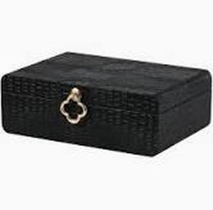 lot 11514 image: Black Crocodile Pattern Jewelry Box with Gold Clasp