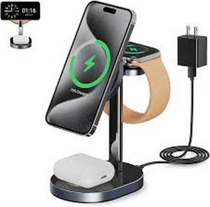 lot 12360 image: GAGBK 3-in-1 Magnetic Wireless Charger 15W Fast Charging Stand