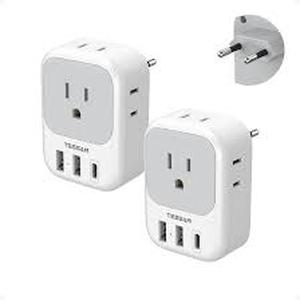 lot 12427 image: MSCIEN US to EU Travel Adapter Type-C Plug 2-Pack