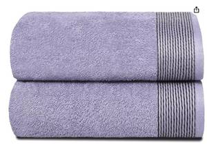 lot 2125 image: Purple Cotton Bath Towel with Striped Border