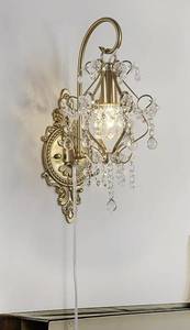 lot 3263 image: Fetason Crystal Wall Sconce Gold Two-Pack E12 60W