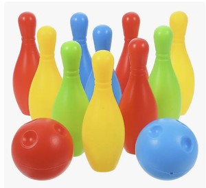 lot 2112 image: Toyvian Bowling Set Toys 10 Color Bowling Pins 2 Bowling Ball Bowling Toy Educational Game