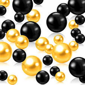 lot 6284 image: 150 Pieces No Hole Pearl Water Gels - Black and Gold