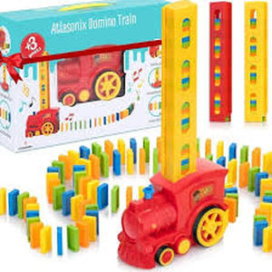 lot 8161 image: Atlasonix Domino Train Set 300 Piece Pack with Lights