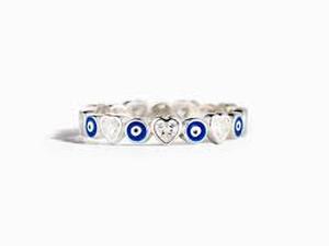 lot 8183 image: FUNYCHEN Evil Eye Ring Silver Size 6