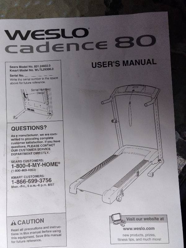 Weslo cadence 80 discount treadmill