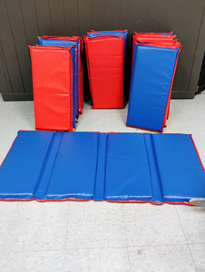 lot 941 image: 6 Folding Exercise or rest Mats Red and Blue Set. 54x26