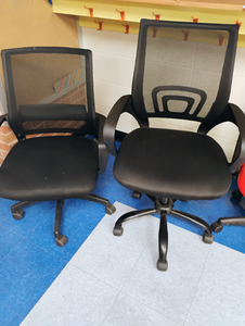 lot 1202 image: 2 Black Mesh Back Office Chairs with Wheels