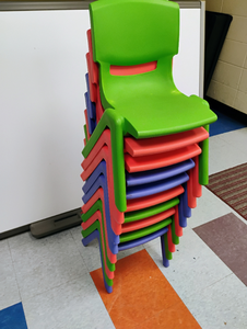 lot 917 image: 10 Stackable Plastic Childrens Chairs - Multi-Color Set
