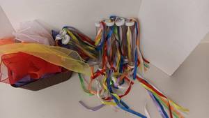 lot 1016 image: 6 Strimmer Batons wColorful Scarfs