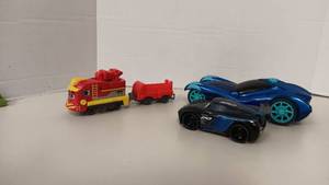 lot 1036 image: 3 Mighty Express Car & Push & Go Train
