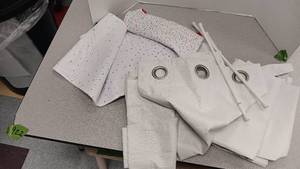 lot 1212 image: 37x63 6ea Curtains &amp 2 Curtains Rods, 2 Door Curtains