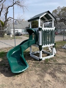 lot 900 image: Adventure World Playsets outdoor play equipment with slide (will need to bring appropriate tools to disassemble)
