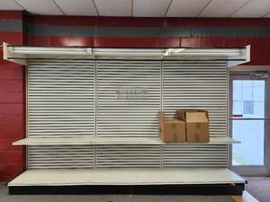 lot 19856 image: Commercial Retail Display Shelving Unit with Slatwall Backing