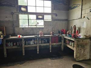 lot 21859 image: Auto Shop Work Bench with Tool Storage and Equipment - Retail $1,200
