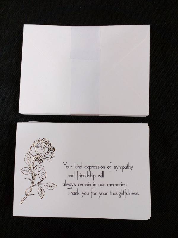 lot 23 image: Sympathy Thank You Cards