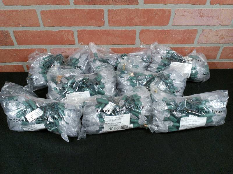 lot 129 image: 20613R-B Strawberry LED Pure White Green Wire Premium 70-Light Count Per String IndoorOutdoor
