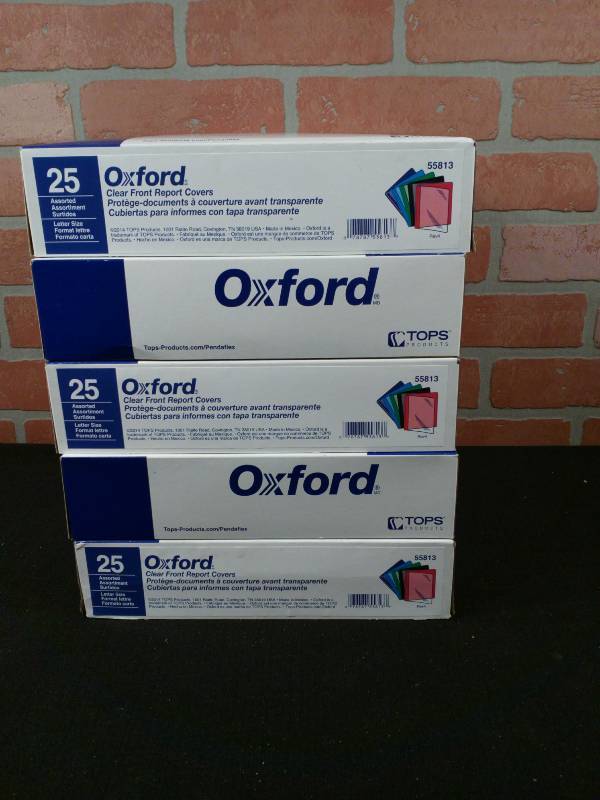lot 143 image: Oxford Clear front Report Covers 3 Fasteners Letter Size