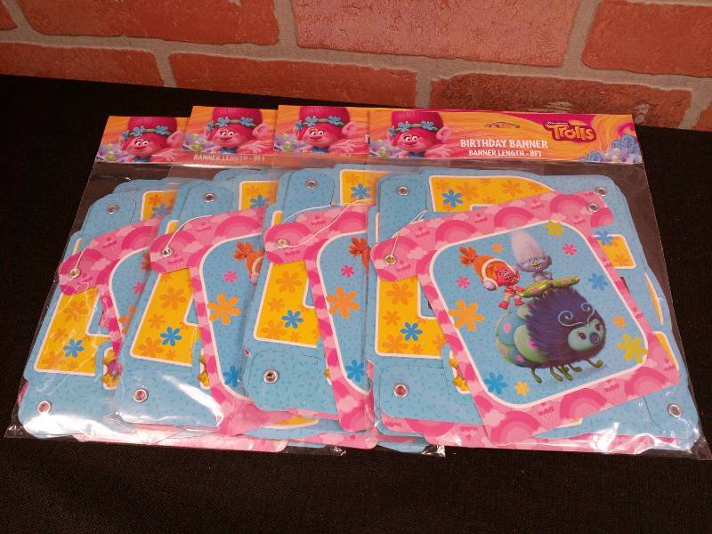 lot 167 image: Trolls Birthday Party Banner Happy Birthday