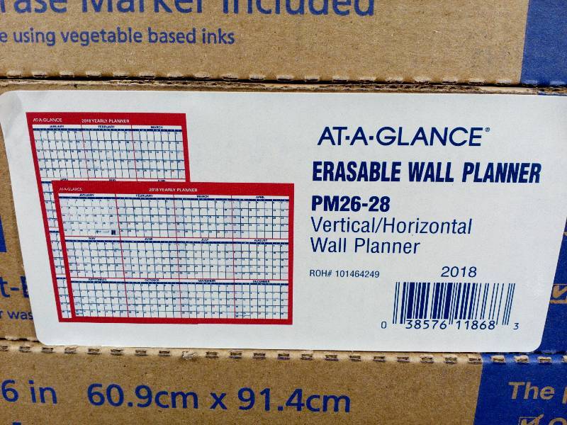 lot 216 image: At-A-Glance Eraseable Vertical  Horizontal Wall Planner