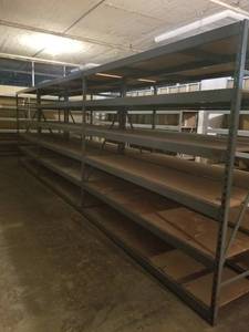 lot 12205 image: Set of 3 Metal Shelving 8ft Per Section