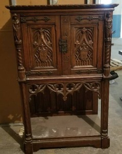 lot 12255 image: Gothic Revival Oak Knights Cabinet