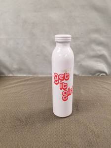 lot 12527 image: Get It Girl Water Bottle Powder Coating White  Pink 25 oz Stainless Steel