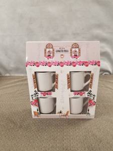 lot 12529 image: Expresso Mugs Set of 4 White Porcelain Gift Set