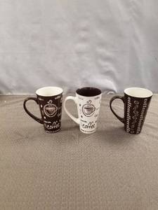 lot 12582 image: LOT OF 3 TALL COFFEE MUGS