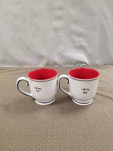 lot 12584 image: 2 COFFEE MUGS ONE LOVE MY CAT OTHER LOVE MY DOG