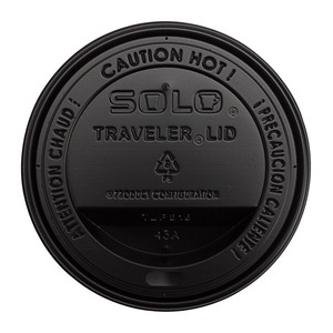 lot 12604 image: SOLO TLB316-0004 10 - 24 oz. Cups Traveler Drink-Thru Lids - Black