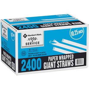 lot 12610 image: Members Mark Giant Translucent Wrapped Plastic Straws, 10.25,