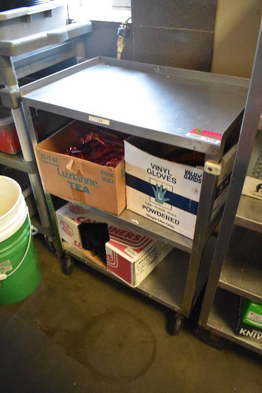 lot 9008 image: 3 Tier Stainless Steel Cart