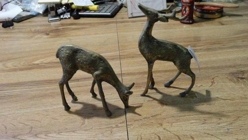lot 1734 image: 2 Brass deer.